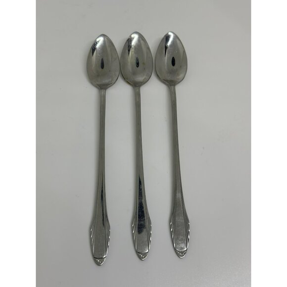 VTG Unknown Brand Set Of 3 Stainless Steel Long Teaspoons for Tea Coffee Kitchen - Picture 1 of 5
